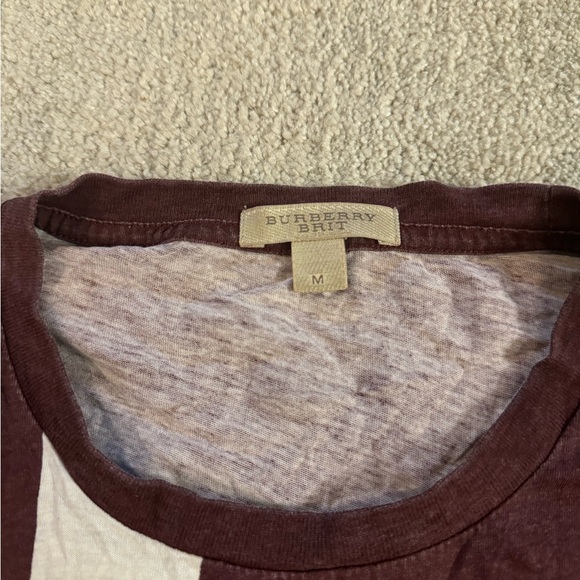 Burberry Burgundy Stripes T-Shirt - Picture 2 of 7